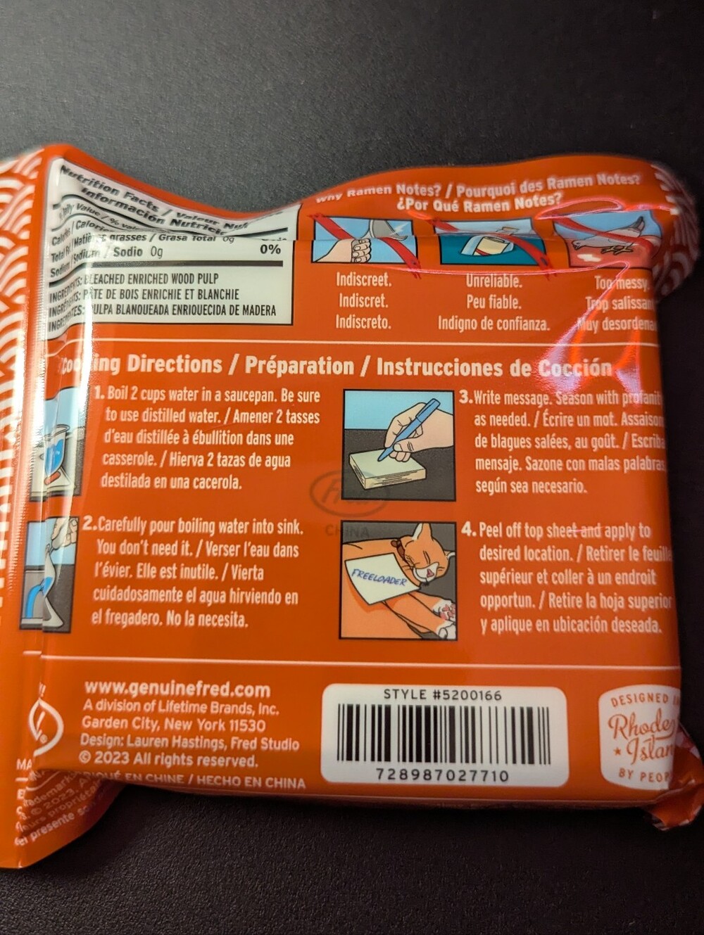 Fred Ramen Notes Sticky Memo Pads - Orange and Cream Noodle Design - Picture 2 of 2